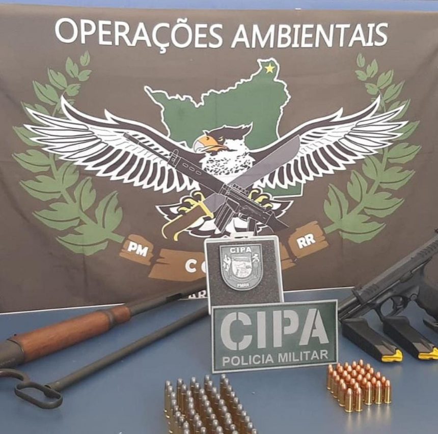 Cipa apreende ave silvestre e armas em barcos no município de Rorainópolis
