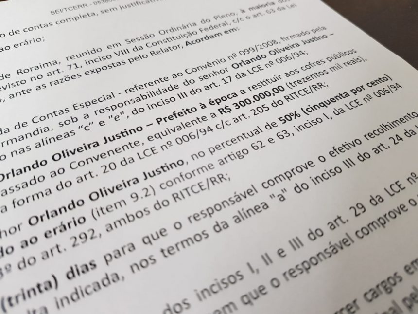 Ex-prefeito de Normandia é condenado a pagar R$ 450 mil por desvio de recursos