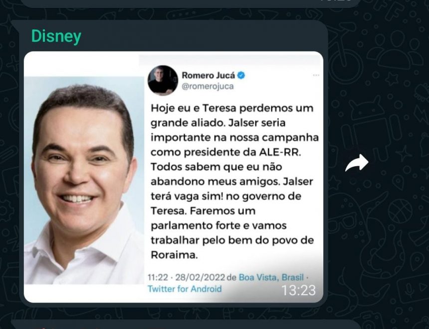 ‘Gabinete do ódio’:  Romero Jucá e Teresa Surita são novamente alvos de fake news relacionadas à cassação de Jalser Renier