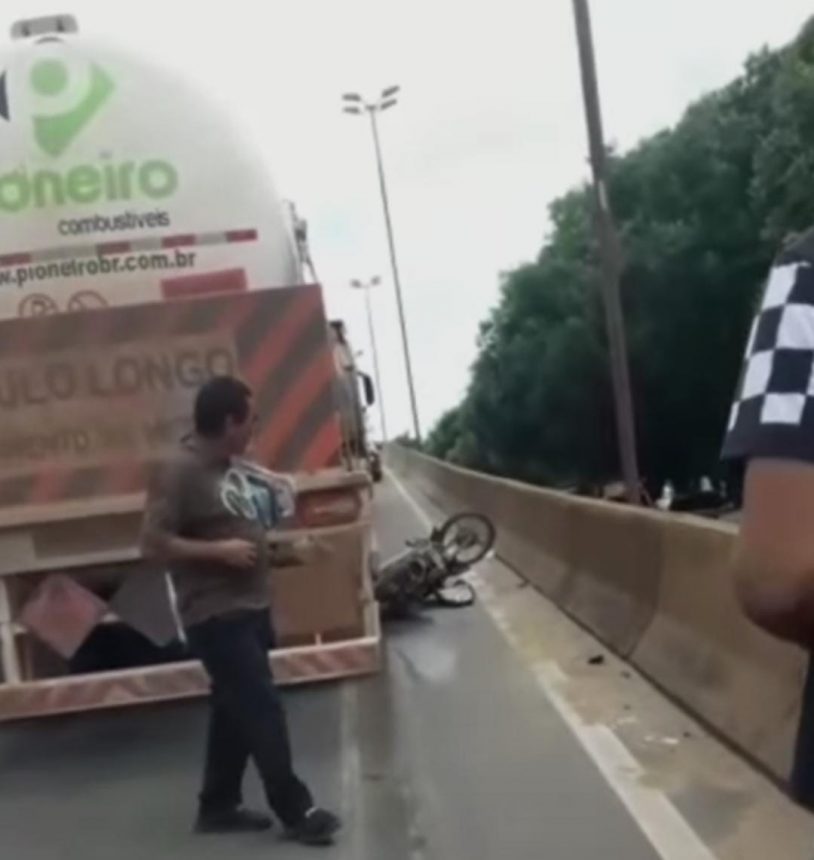 Acidente entre carreta e motocicleta deixa um ferido em Boa Vista