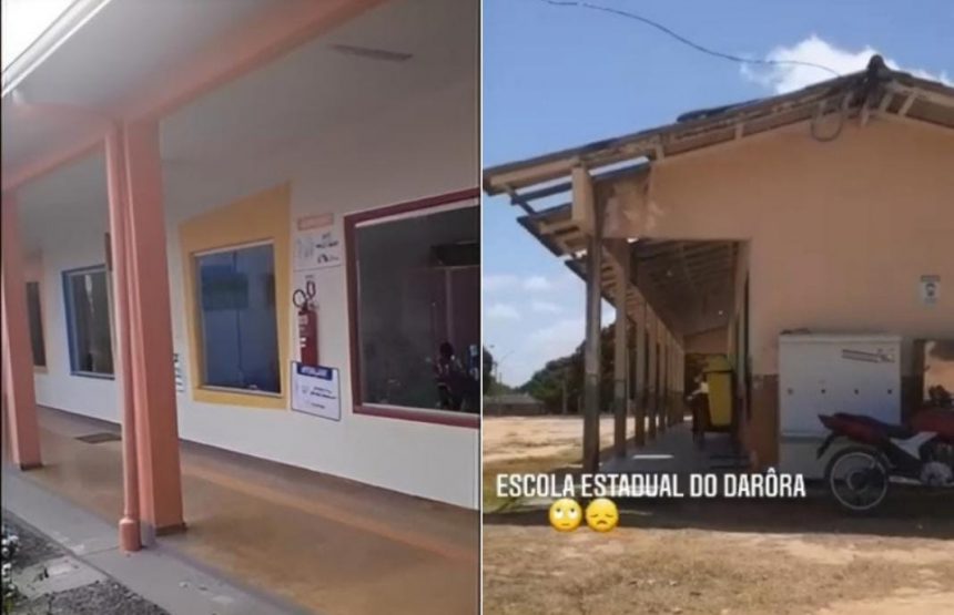 Na internet: vídeo compara estrutura de escolas estadual e municipal na comunidade Darora, em Boa Vista