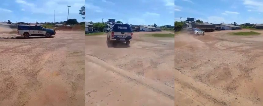 Vídeo mostra policial realizando manobras em viatura da PM em RR