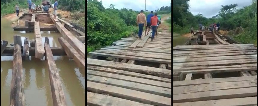 Obra inacabada em ponte causa risco a moradores do Jacaminzinho no Cantá; veja vídeo