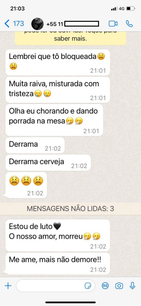 Mensagens recebidas pelo servidor