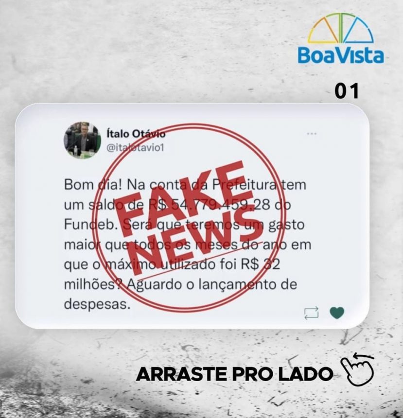 Prefeitura de Boa Vista desmente informação falsa divulgada por vereador