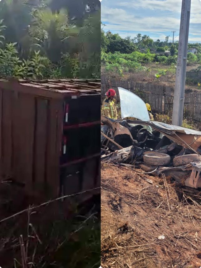 Motorista de carreta perde controle da direção e colide em carro na BR-174 em Caracaraí