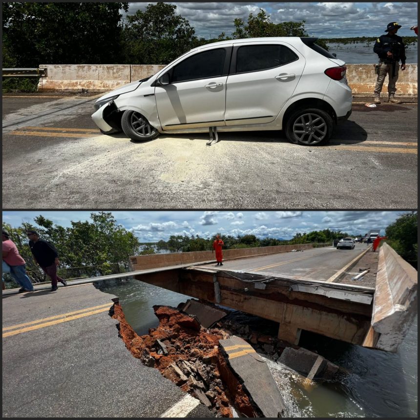 Três pessoas ficam feridas em desabamento de ponte em Amajari, no interior de RR