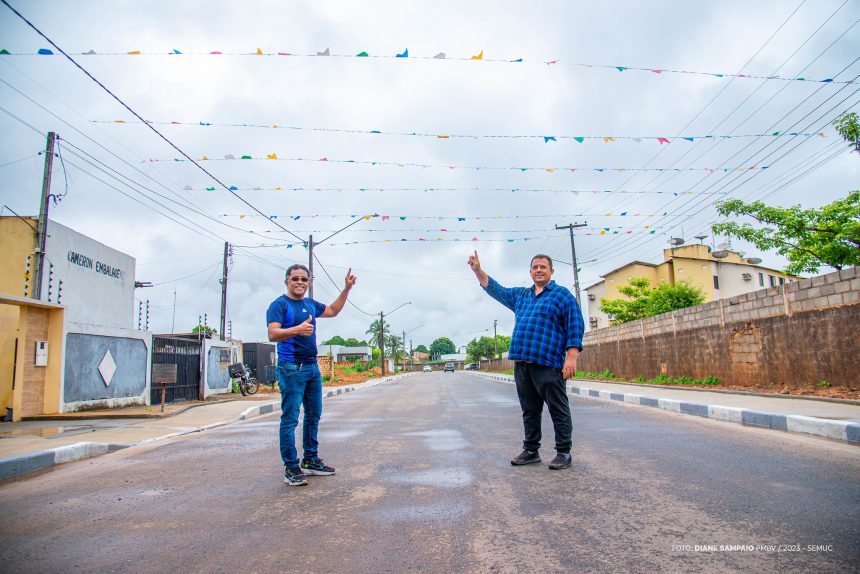 Moradores realizam arraial em rua do bairro Caranã para comemorar asfalto e outras obras