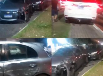 Motorista perde controle de carro e bate em veículos estacionados em avenida de Boa Vista
