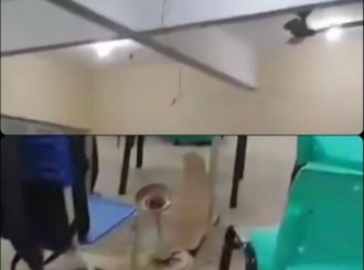 Ventilador de teto cai em mesa de aluno na Escola Estadual Antônio Carlos Natalino