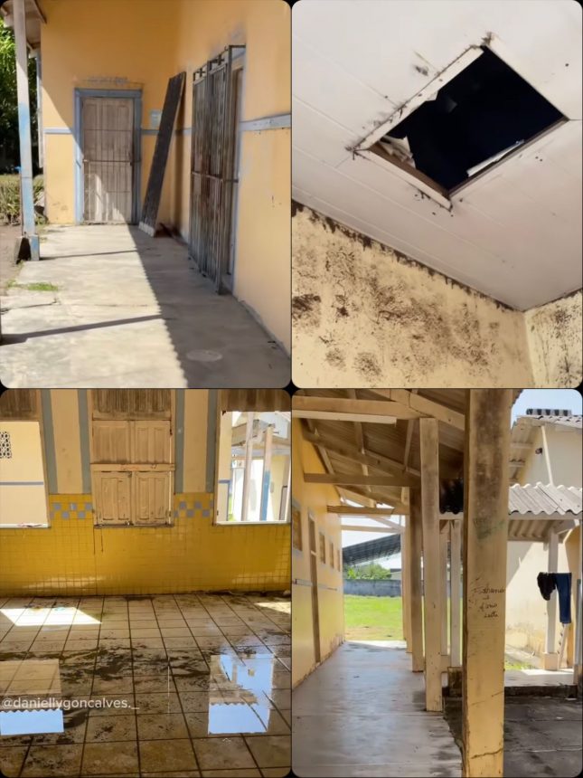 Estudante registra abandono de prédio da Escola Estadual Dom Pedro I, em Caroebe