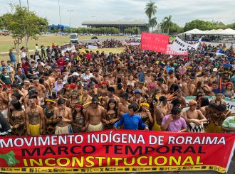 Povos indígenas realizam manifestação contra o Marco Temporal no Centro Cívico de Boa Vista