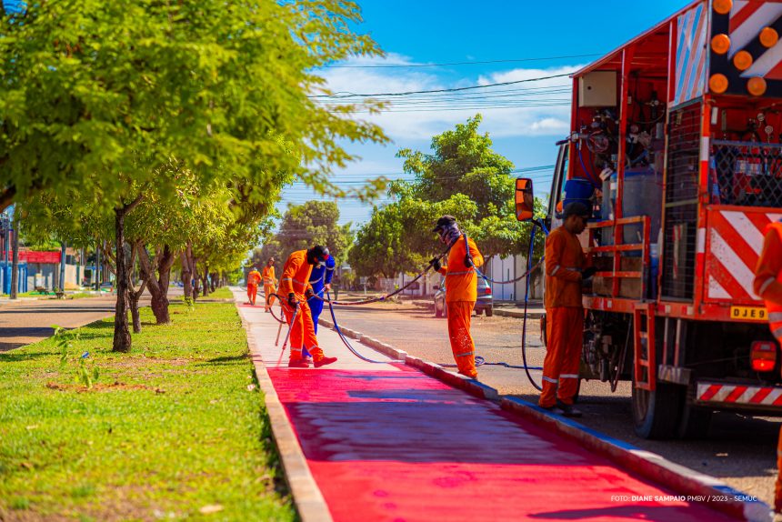 Prefeitura avança na pintura de ciclovias em Boa Vista; após conclusão do trabalho, capital deve chegar a mais de 43 km de malha cicloviária