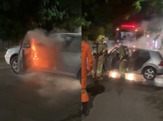 Carro pega fogo em cruzamento no bairro Pricumã