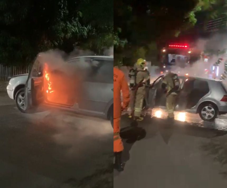 Carro pega fogo em cruzamento no bairro Pricumã