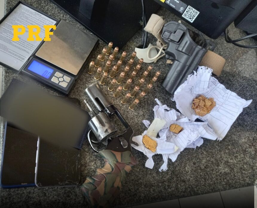 PRF: homem é preso com arma, munições e ouro extraído do garimpo ilegal durante fiscalização na BR-174