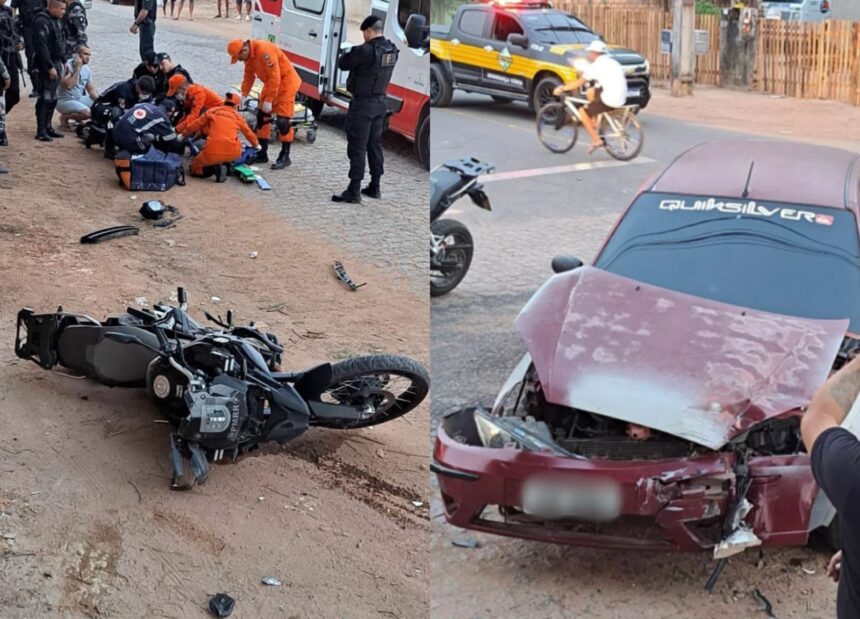 Durante patrulhamento: dois policiais do Giro ficaram feridos após carro invadir preferencial no bairro Tancredo Neves