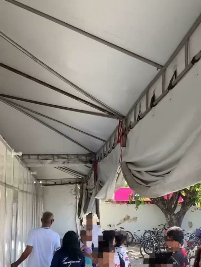 Escola de lona: alunos são dispensados devido ao forte calor em sala de aula improvisada