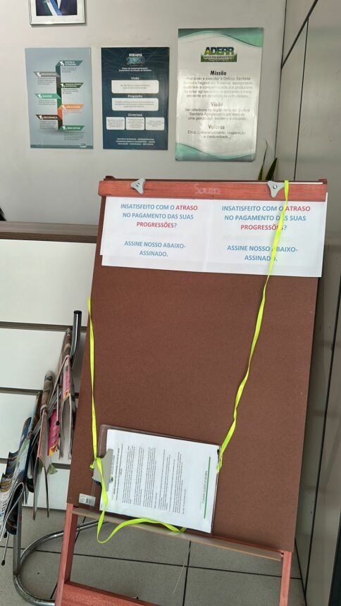 Servidores da Aderr denunciam atraso de 10 meses no pagamento de progressões