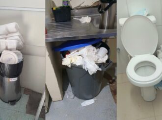 Denúncia: imagens mostram lixeiras transbordando e banheiros sujos no HGR por falta de pagamento do Governo à empresa responsável por limpeza