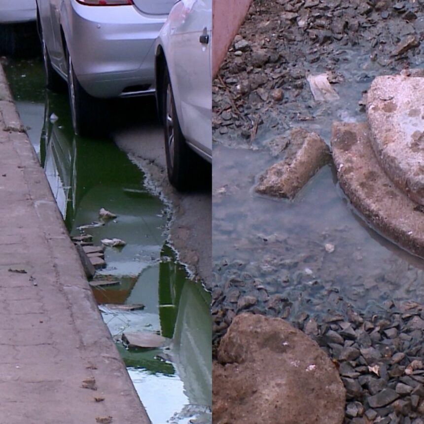 Comerciantes denunciam esgoto estourado na frente de seus estabelecimentos; problema acontece há quase um ano sem solução da Caer
