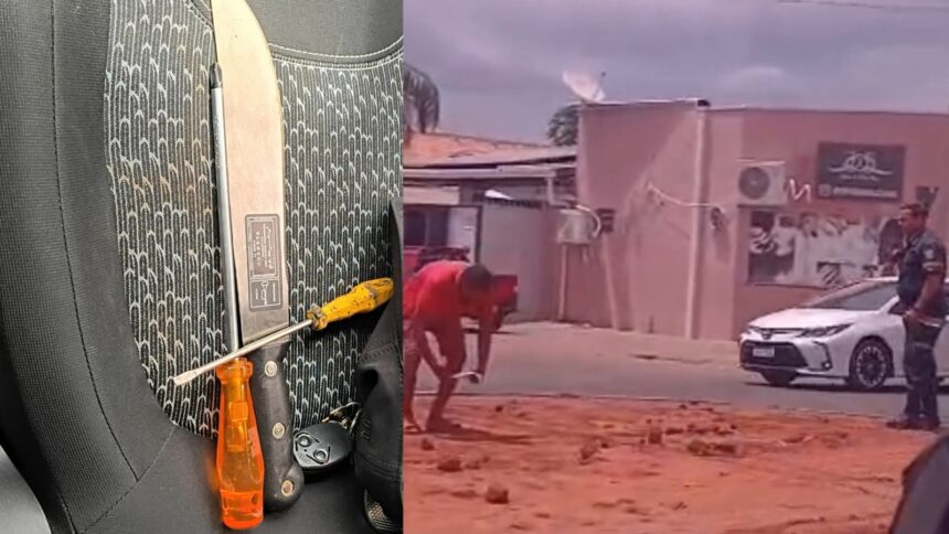 Homem em surto tem facão apreendido no bairro União