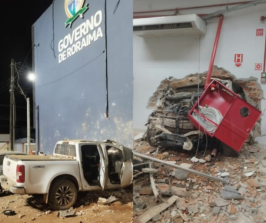 Motorista bêbado atravessa muro e invade prédio da Segurança Pública em Boa Vista; veja vídeo