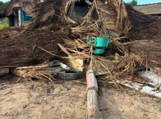 Escola improvisada de palha e madeira desaba no interior de Roraima e comunidade protesta contra Governo