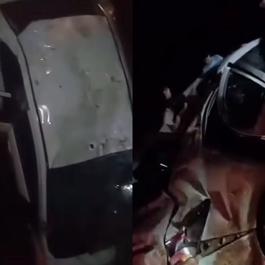 Carro capota com três passageiros e cai embaixo de ponte, em Caroebe