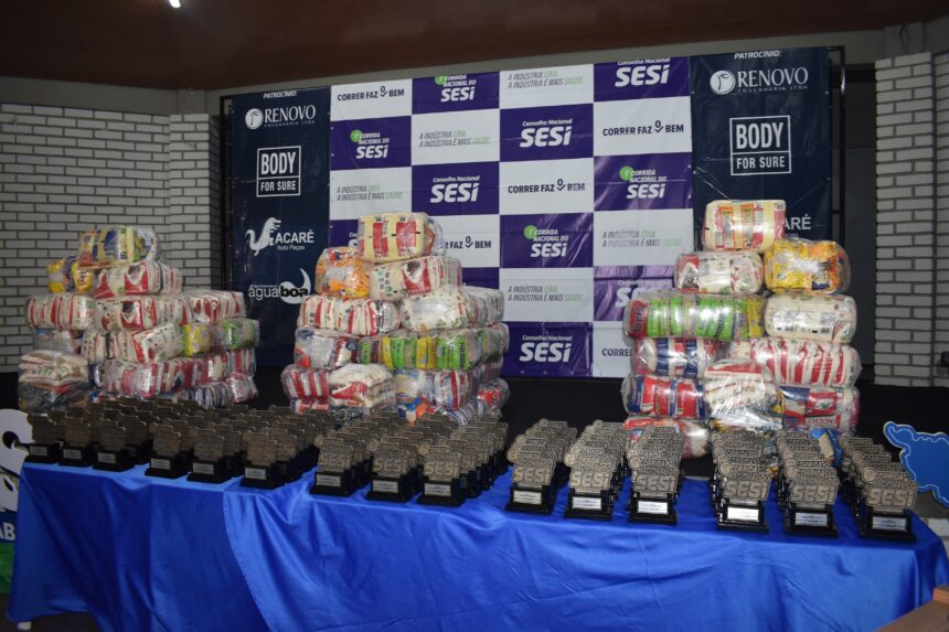 Mais de 1,5 tonelada de alimentos arrecadados na 2ª Corrida Nacional do SESI são entregues a instituições sociais nesta sexta-feira