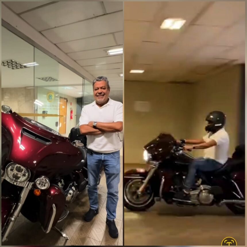 Hiran chega ao Senado Federal em moto de luxo